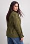 Haki Bel Bağlamalı Dik Yaka Oversize Midi Trençkot TWOAW27BM00009 - 4