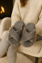 Women's Gray Cross Strap Furry House Slippers Byndcap01 - 3