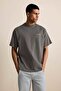 Men's Oversize Boxing Printed Cotton T-Shirt Anthracite - 3