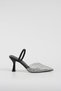 Women's Black Isabella Bead Detailed Banded Pointed Toe Evening Dress Shoes-Slippers-Sandals 9cm BYNDPRS04 - 5