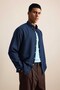 Men's Relaxed Fit Fine Textured Shirt Navy Blue - 5