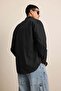 Men's Relax Fit Relaxed Cut Slim Shirt Black - 7