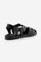 Women's Genuine Leather Ankle Strap Buckle Closed Front Striped Casual Sandals Talviro Black - 7