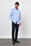 Blue Hard Collar Long Sleeve Pocketed Comfort Fit 100% Cotton Shirt 1004260168 - 2