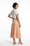 Women's Elastic Waist Layered Muslin Long Skirt - 4