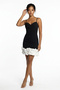Women's Rope Strap Lined Skirt Satin Draped Short Crepe Dress