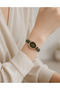 Gold Color Case Khaki Leather Strap Minimal Women's Wristwatch - 2