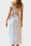 Women's White Madonna Collar Embroidered Lined Woven Dress - 2