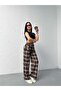 Scarf Detailed Bk Model Plaid Trousers - 7