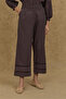 Culotte Cut Cotton Trousers Brown - 3