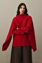 Mohair Blended Scarf Sweater Red - 3