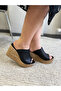 Women's Limo Black Padded Cork Sole Slippers 10 cm Black - 2