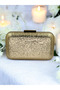 Gold Gold Dore Color Shiny Imported Fabric Evening Bag Evening Bag Portfolio Clutch - 3