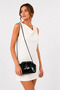 Women's Black Shiny Faux Leather Strap Clutch Daily and Evening Dress Bag - 4