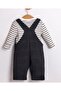 Baby Boy Striped Long Sleeve Shoulder Tie Salopet 9-24 Months Blue - 3