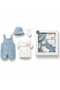 Baby Denim Overalls Set - Sailor Collar T-Shirt with Crab Embroidery, Hat and Socks, 4-Piece Set - Boxed - 3