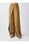Camel Hair Binding Detail Loose Cut Regular Leg Trousers - 6