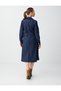 Dark Indigo Blue Slim Fit Polo Neck Long Sleeve D Woven Midi Dress - 4