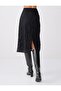 Black Regular Waist Lace Detailed Woven Midi Skirt - 5