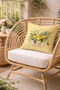 Set of 4 Suede Cushion Covers with Yellow Stripes, Lemon Flowers and Figures, 43X43 cm - 2