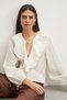 V-Neck Ruffle Detailed Tie-Up Blouse