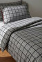 Single Bed Sheet with Elastic Band, Natural Healthy Cotton, Gray Checkered Single Duvet Cover Set - 4