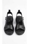 Women's Black Genuine Leather Velcro Daily Sandals - 4