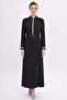 Grosgrain and Pleated Detailed Lined Overcoat Black 6862 - 2