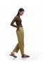 Pocket Pleated Cotton Carrot Cut Poplin Fabric Trousers - 2