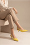 Phoebe Lia Women's Pointed Toe Open Back Thin Heeled Shoes 0012200 Yellow Patent Leather - 2
