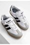 White Black Children's Sneaker Flat Sole Velcro Lace-Up Sports Shoes