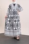 V-Neck Bat Sleeve Viscose Dress -Black - 4