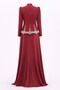 Stone and Pearl Patterned Crepe Hijab Evening Dress Bordo 1690 - 6