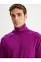 High-Neck Knitwear Sweater Basic Long Sleeve Viscose Blend - 2