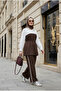 Avelin Belt Detailed Modal Fabric Women's Hijab Two-Piece Set – Light Brown