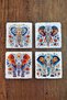 Natural Stone Coasters Set of 4 10X10X1 cm Colorful Elephant Printed -Stone Coasters