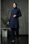 Ruffle Detailed Tunic 0507-02 Navy Blue