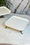 Square Porcelain Antique Pedestal Serving Bowl - 6