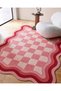 Sdt Retro Checkered and Wavy Pink - Cream Woven Base Decorative Carpet Sdt690 - 2