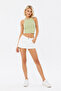 Green Ribbed Halter Collar Knitted Crop Tank Top