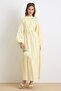 Scalloped Detailed Balloon Sleeve Cotton Dress Yellow 9427-E - 6