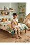 Boy's 100% Cotton Cream Color Lion Safari Patterned Short Sleeve Bottom Long Pajama Set