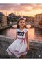 Asymmetrical Striped Girl's White Lace Dress - 2