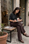 Gabardine Cotton Brown Trousers with Snap Closure Pockets - 3