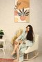 Muslin Kimono 100% Cotton Tree Buddha Patterned Jacquard Bathrobe Kaftan Dressing Gown Light Blue - 7