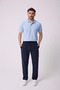Men's Elastic Waist Straight Leg Regular Fit Trousers with Pockets Navy Blue - 2