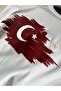 Turkish Flag Printed White Combed Cotton T-Shirt - 2