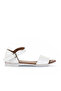White Leather Women's Flat Sandals 01Wn5004