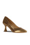 Bronze Shiny Leather Women's Heeled Shoes 01Wa1401 - 3