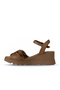 Tan Leather Women's Wedge Heeled Sandals 01Wy8609 - 3